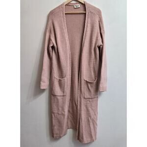 Show Me Your Mumu Womens  Small Long Line Knit Cardigan Blush Pink Cozy